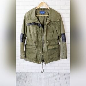 Apt. 9 Green Faux Leather Army Military Jacket Women’s Small